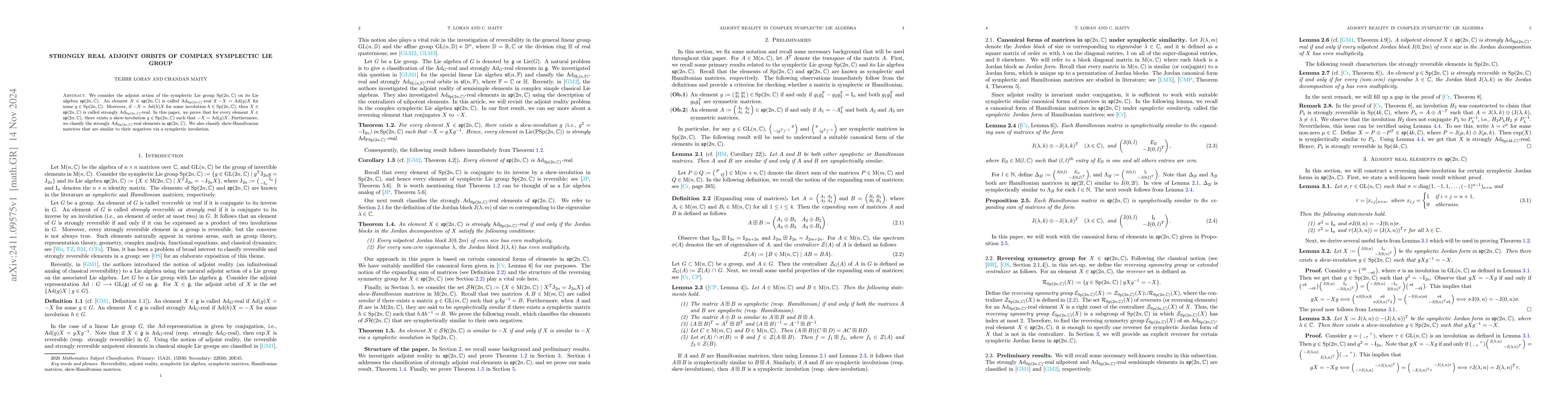 Thumbnail for Strongly real adjoint orbits of complex symplectic Lie group