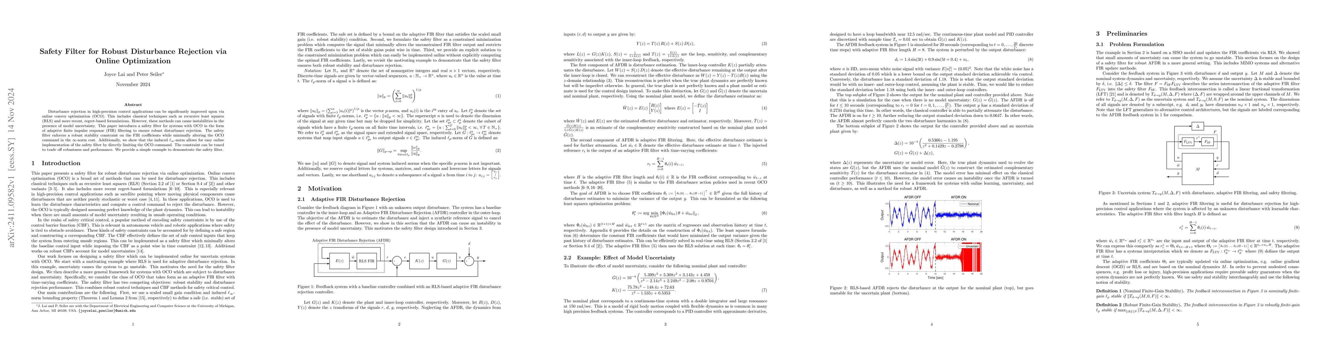 Thumbnail for Safety Filter for Robust Disturbance Rejection via Online Optimization