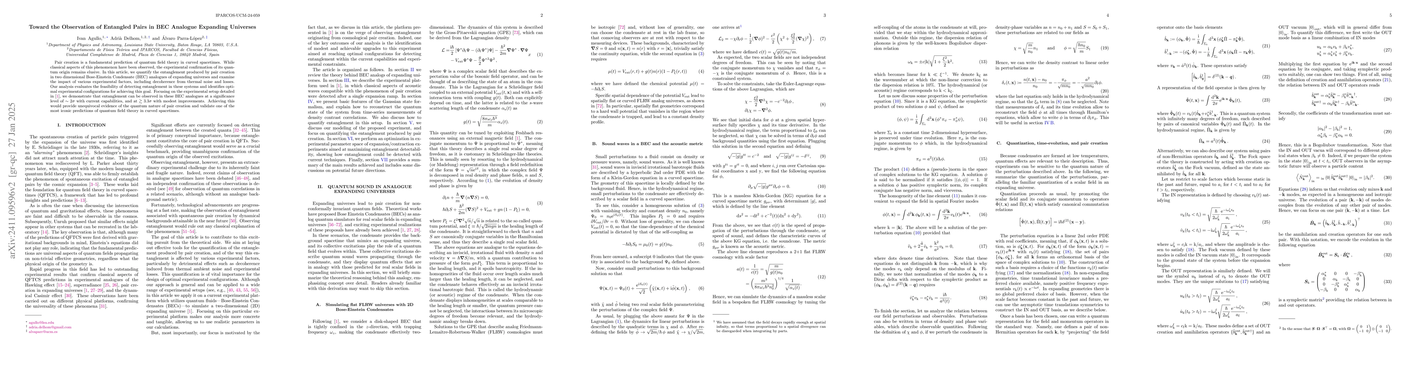 Thumbnail for Toward the Observation of Entangled Pairs in BEC analogue Expanding
  Universes