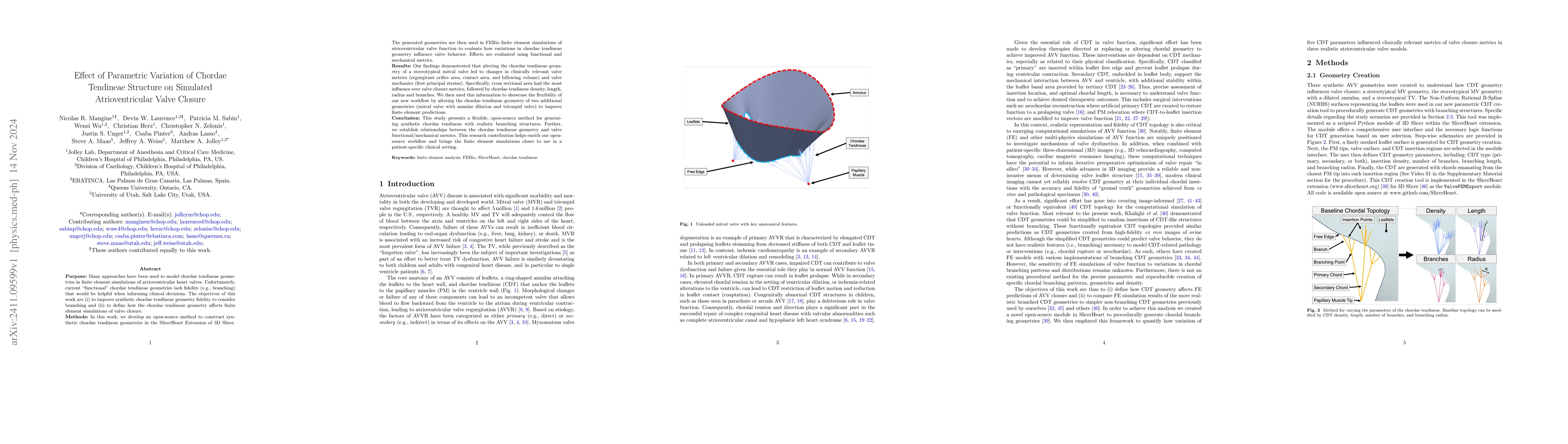 Thumbnail for Effect of Parametric Variation of Chordae Tendineae Structure on
  Simulated Atrioventricular Valve Closure