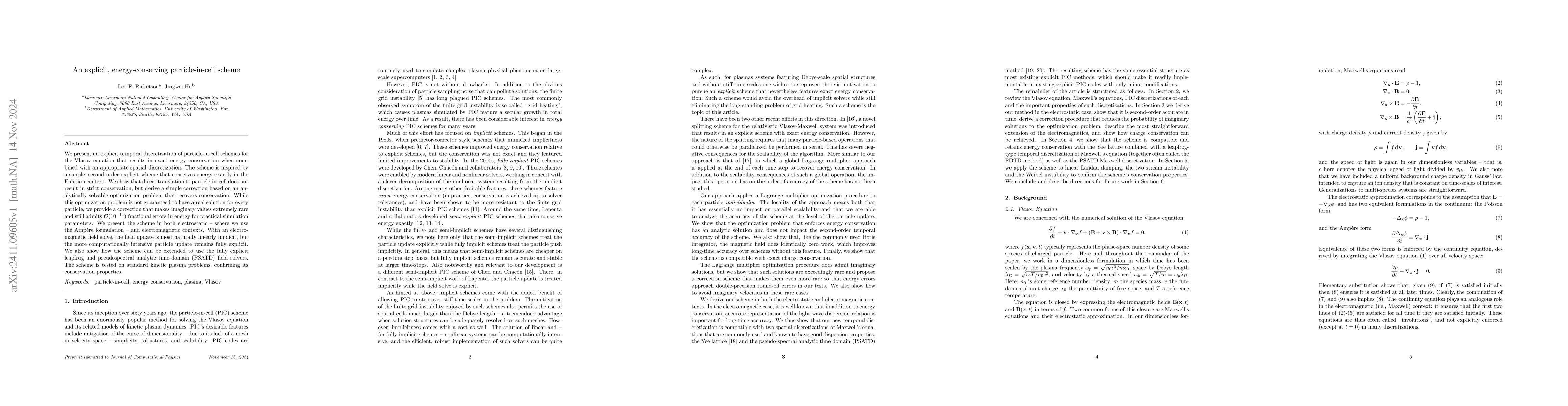 Thumbnail for An explicit, energy-conserving particle-in-cell scheme