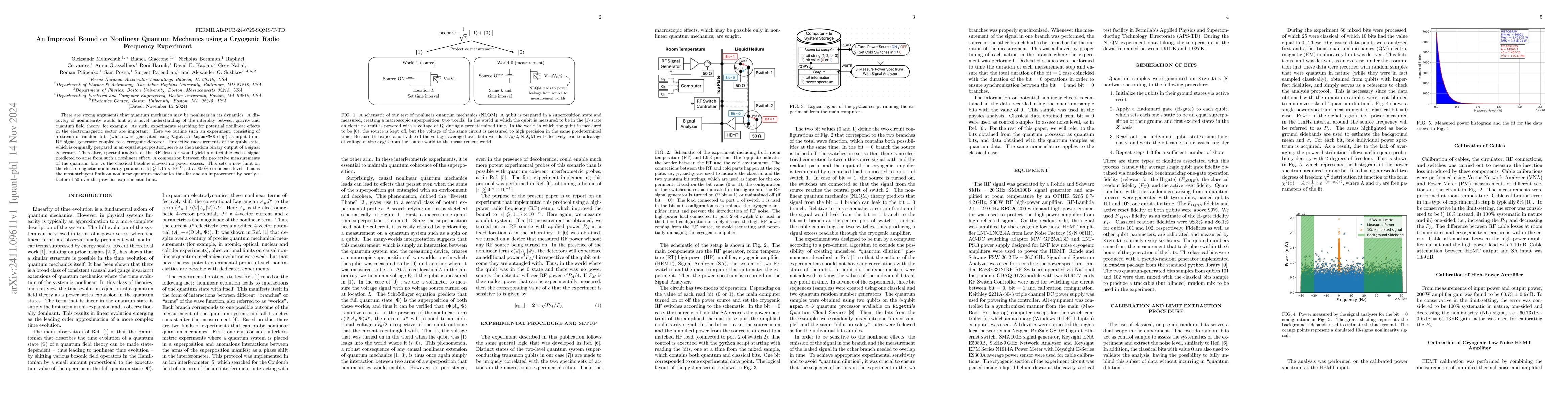 Thumbnail for An Improved Bound on Nonlinear Quantum Mechanics using a Cryogenic Radio
  Frequency Experiment