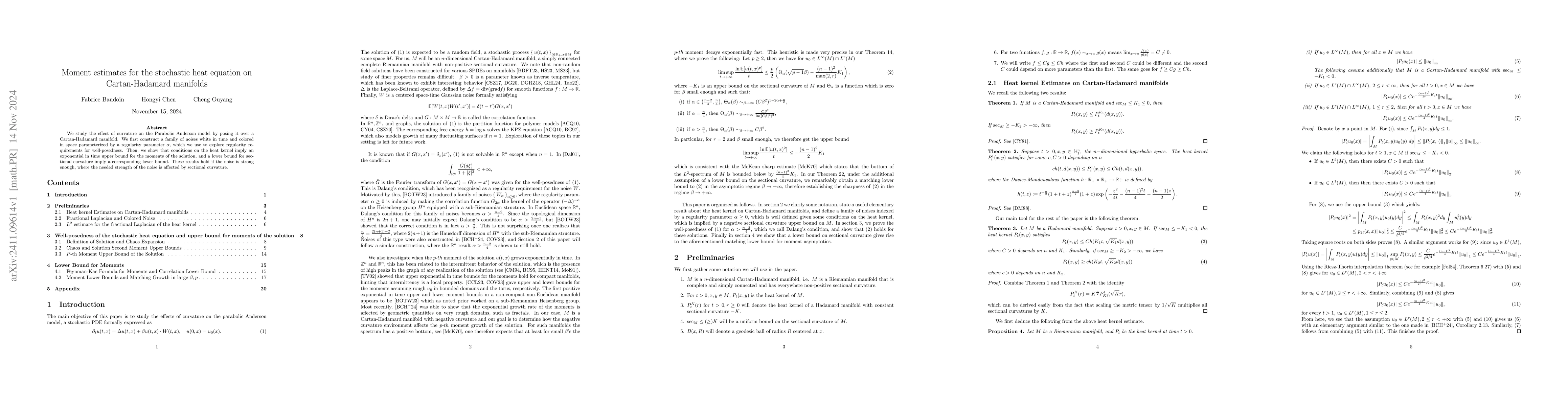 Thumbnail for Moment estimates for the stochastic heat equation on Cartan-Hadamard
  manifolds