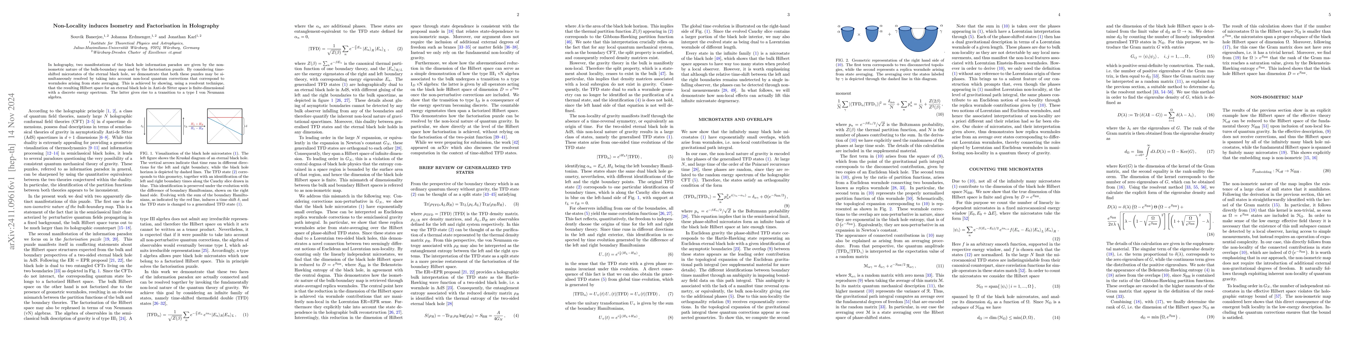 Thumbnail for Non-Locality induces Isometry and Factorisation in Holography
