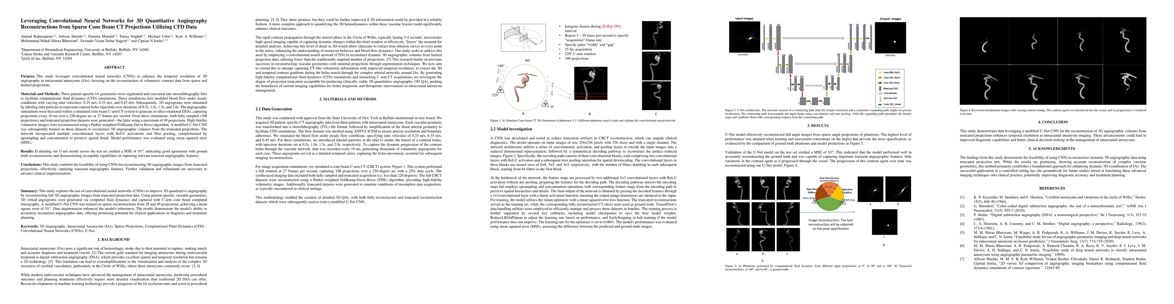 Thumbnail for Leveraging Convolutional Neural Networks for 3D Quantitative Angiography
  Reconstructions from Sparse Cone Beam CT Projections Utilizing CFD Data