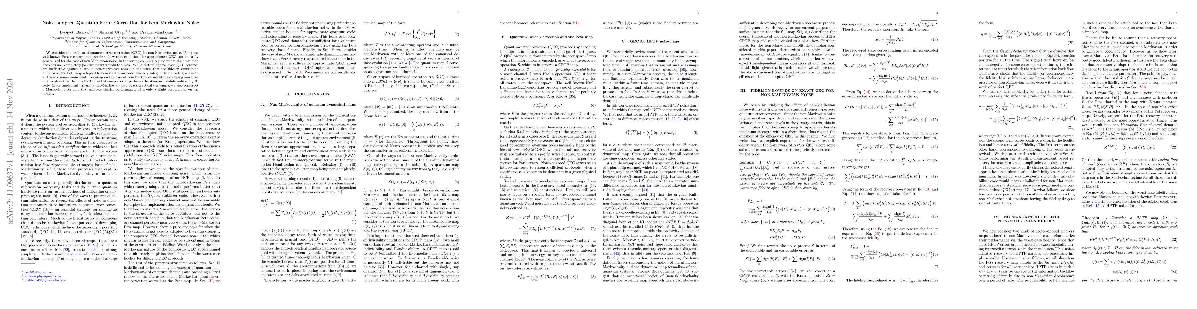 Thumbnail for Noise-adapted Quantum Error Correction for Non-Markovian Noise