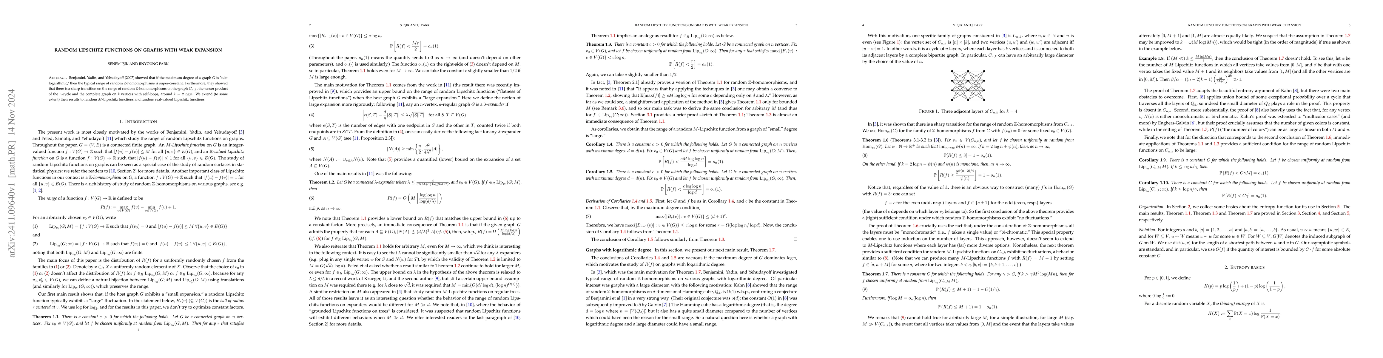 Thumbnail for Random Lipschitz functions on graphs with weak expansion