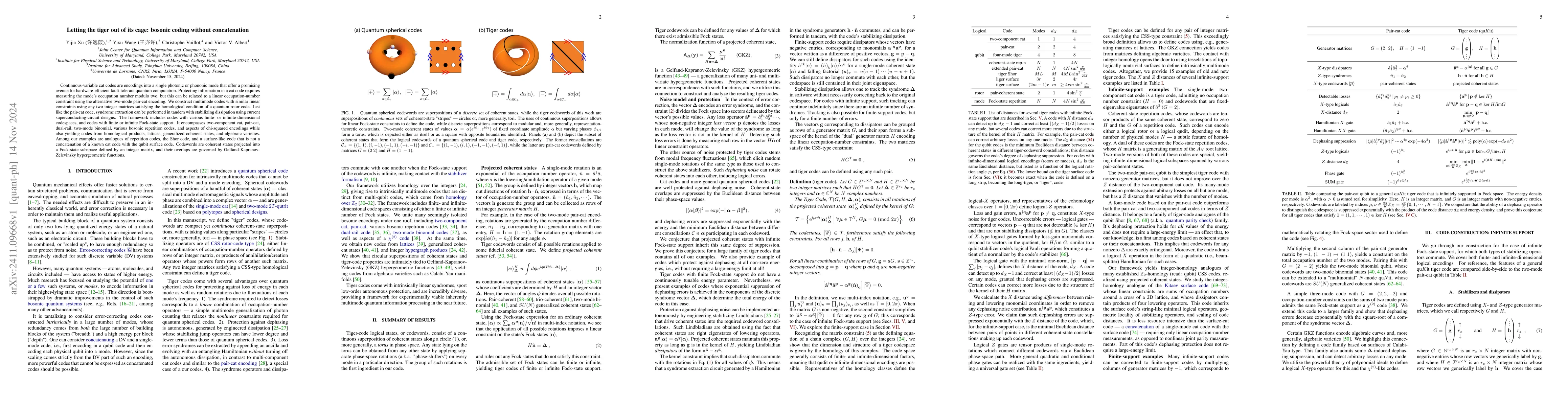 Thumbnail for Letting the tiger out of its cage: bosonic coding without concatenation
