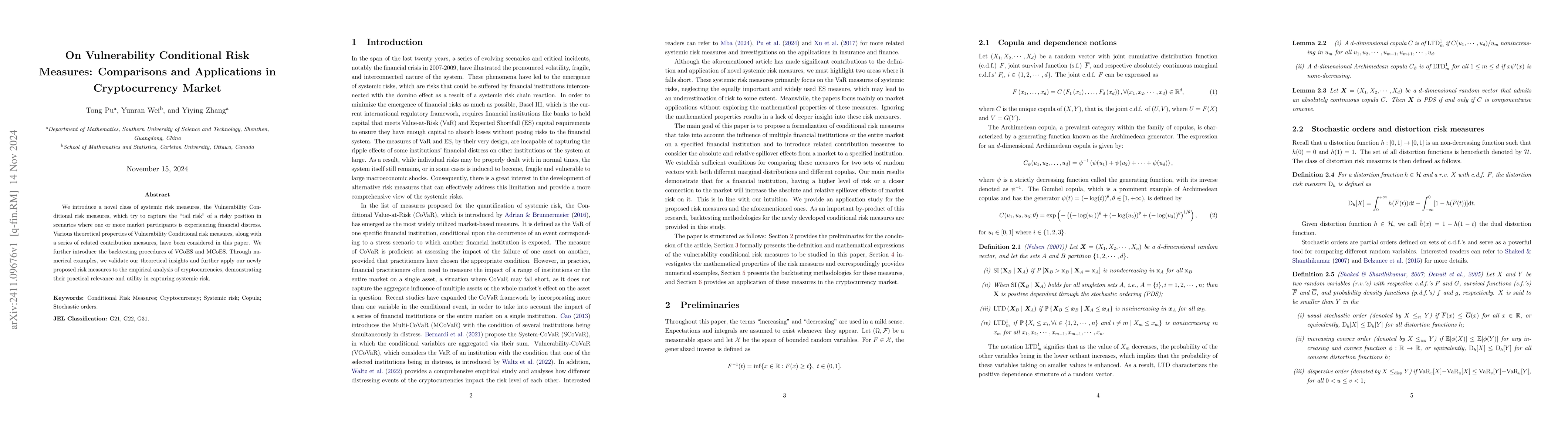 Thumbnail for On Vulnerability Conditional Risk Measures: Comparisons and Applications
  in Cryptocurrency Market