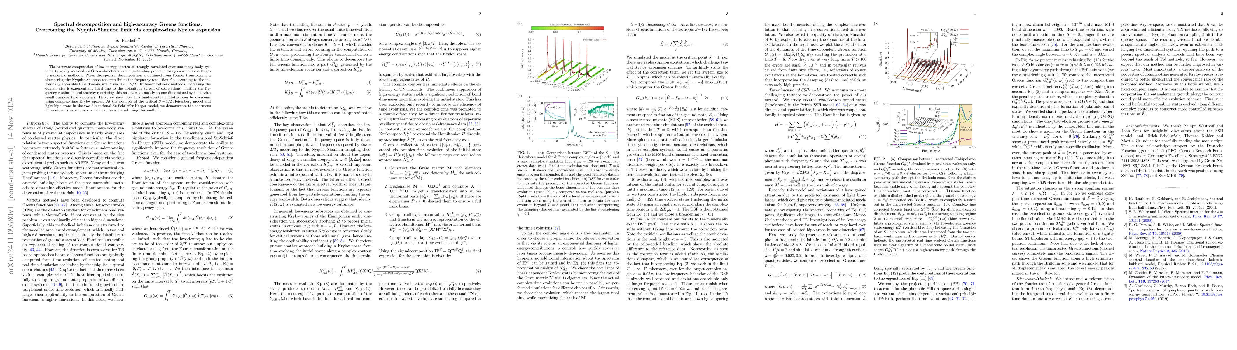 Thumbnail for Spectral decomposition and high-accuracy Greens functions: Overcoming
  the Nyquist-Shannon limit via complex-time Krylov expansion