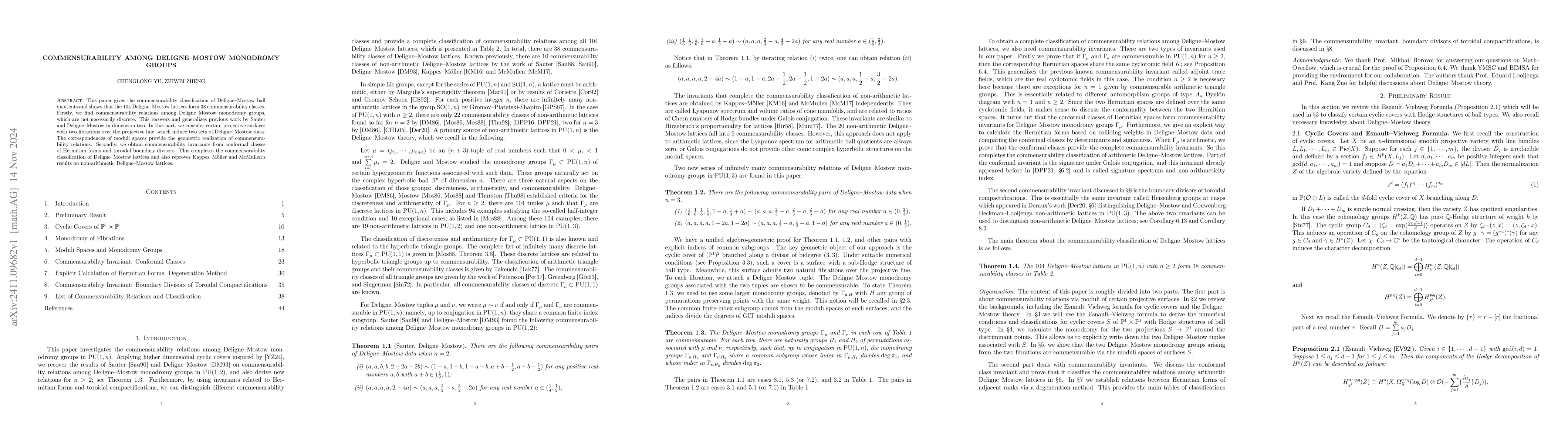 Thumbnail for Commensurability Among Deligne-Mostow Monodromy Groups