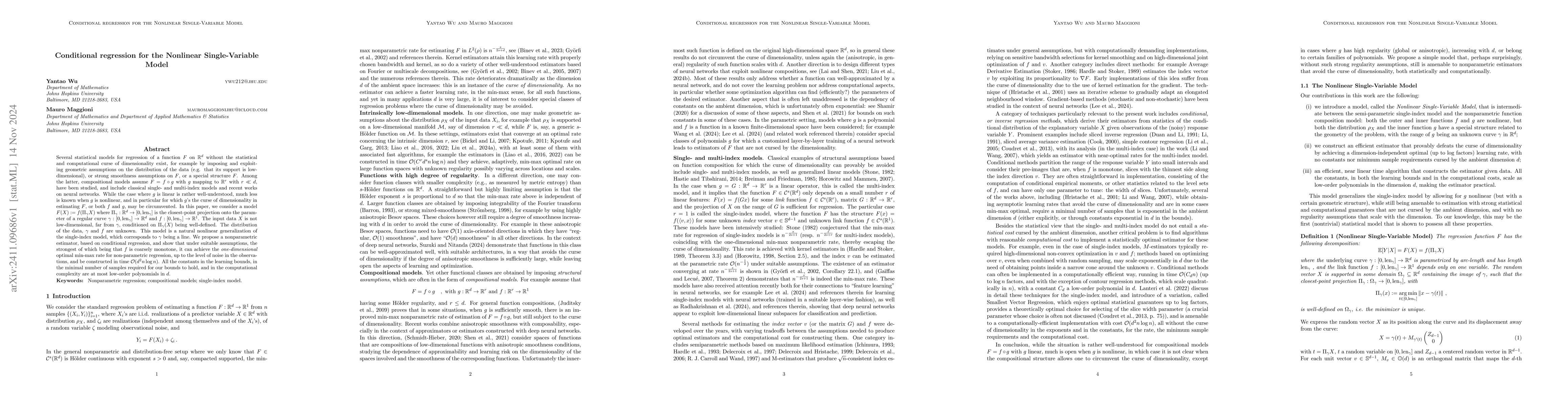 Thumbnail for Conditional regression for the Nonlinear Single-Variable Model