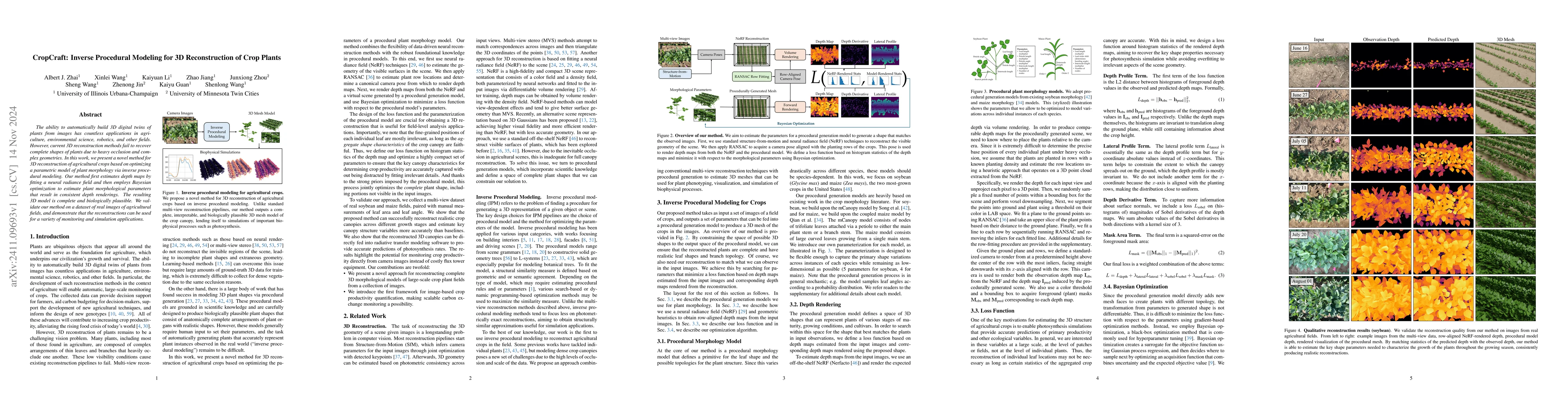 Thumbnail for CropCraft: Inverse Procedural Modeling for 3D Reconstruction of Crop
  Plants
