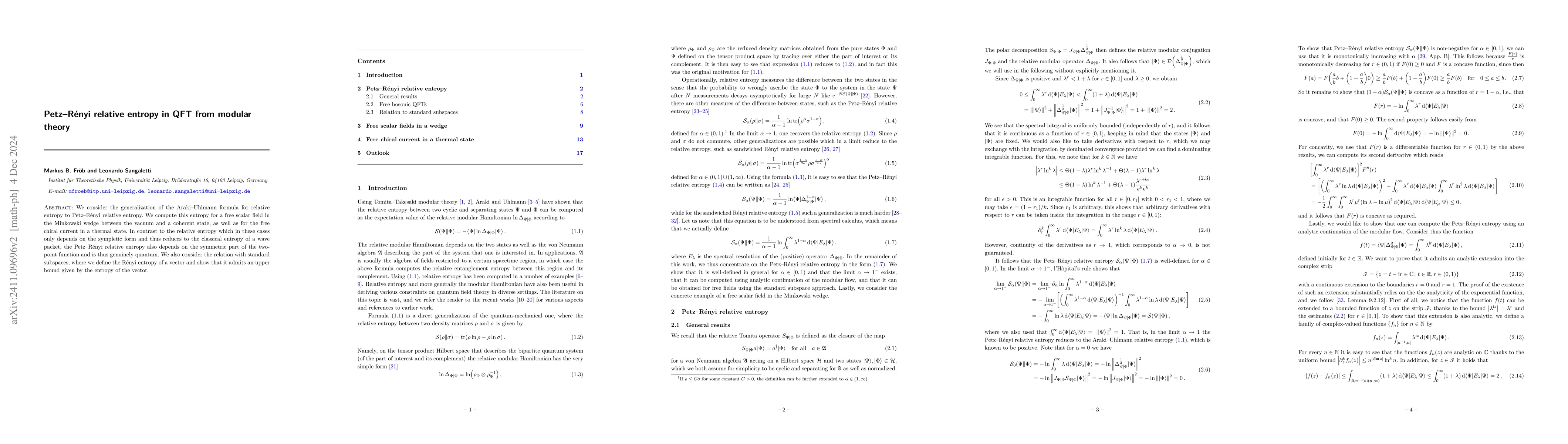 Thumbnail for Petz-Rényi relative entropy in QFT from modular theory