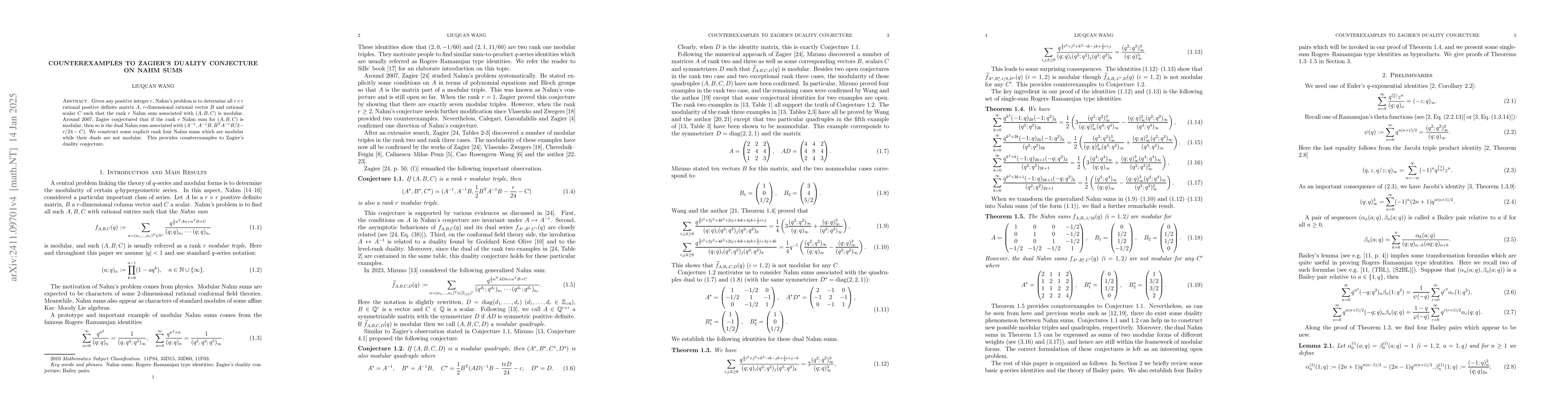Thumbnail for Counterexamples to Zagier's Duality Conjecture on Nahm Sums