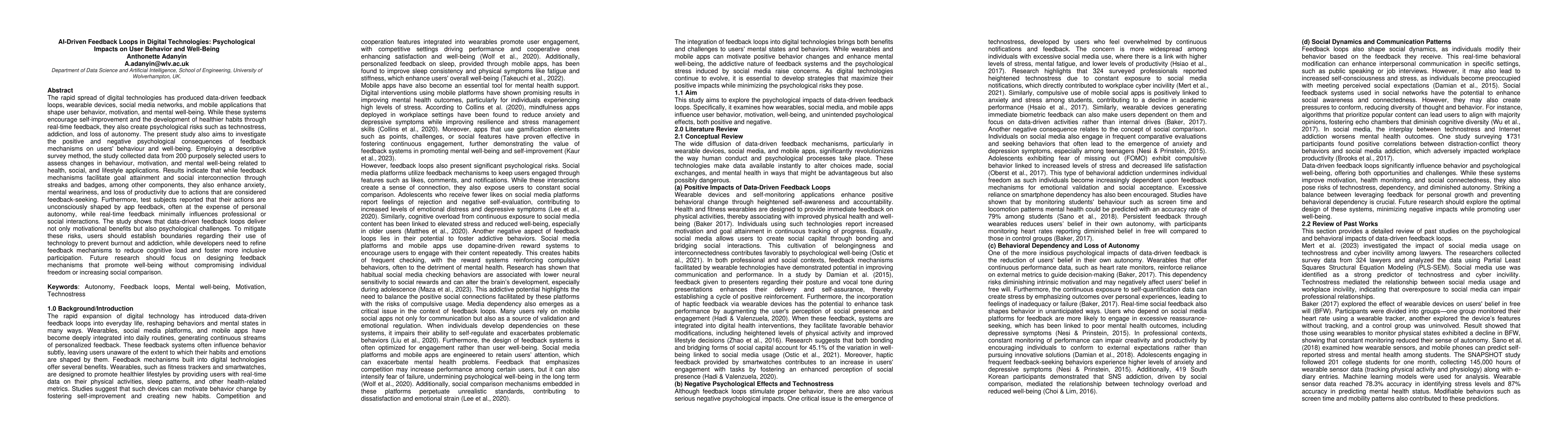 Thumbnail for AI-Driven Feedback Loops in Digital Technologies: Psychological Impacts
  on User Behaviour and Well-Being