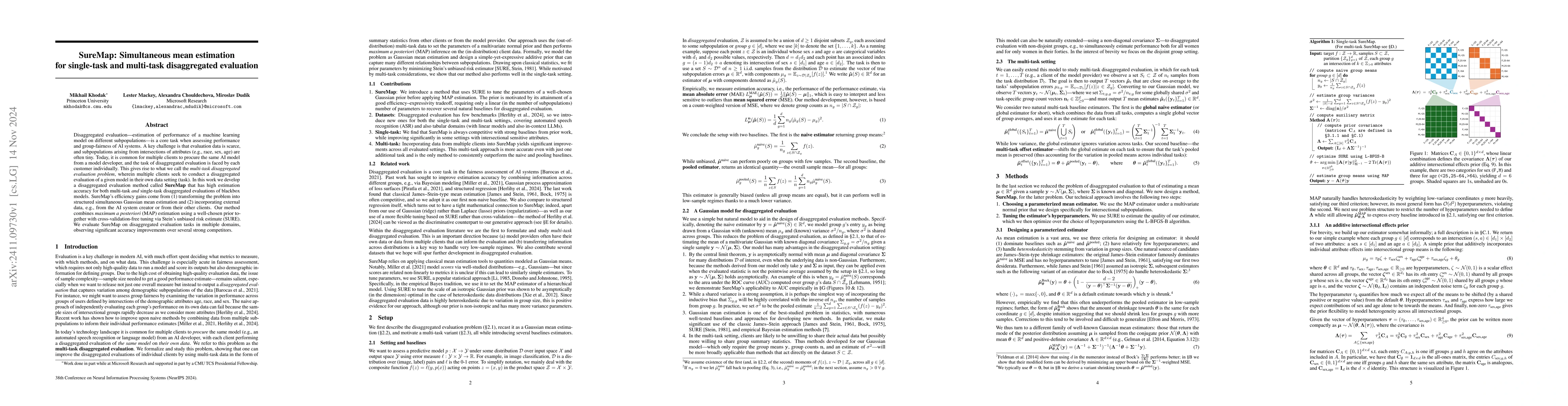 Thumbnail for SureMap: Simultaneous Mean Estimation for Single-Task and Multi-Task
  Disaggregated Evaluation