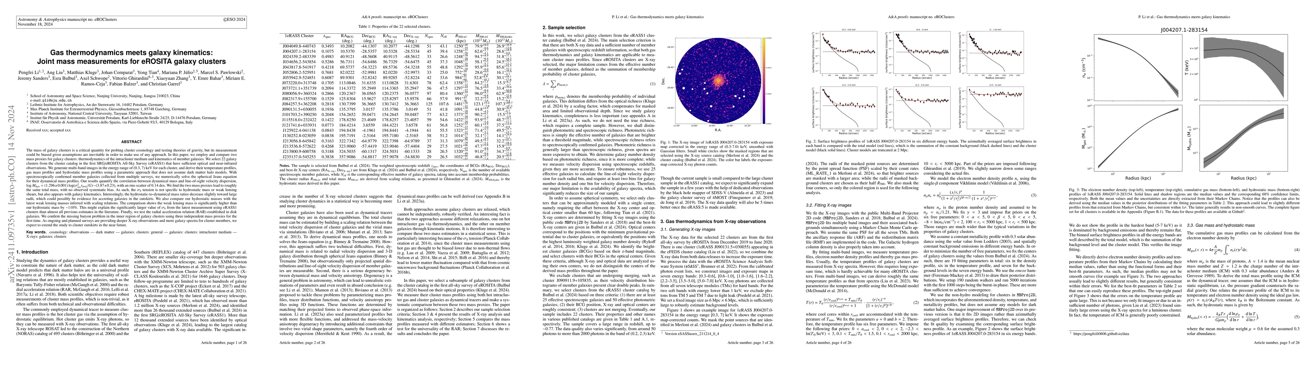 Thumbnail for Gas thermodynamics meets galaxy kinematics: Joint mass measurements for
  eROSITA galaxy clusters