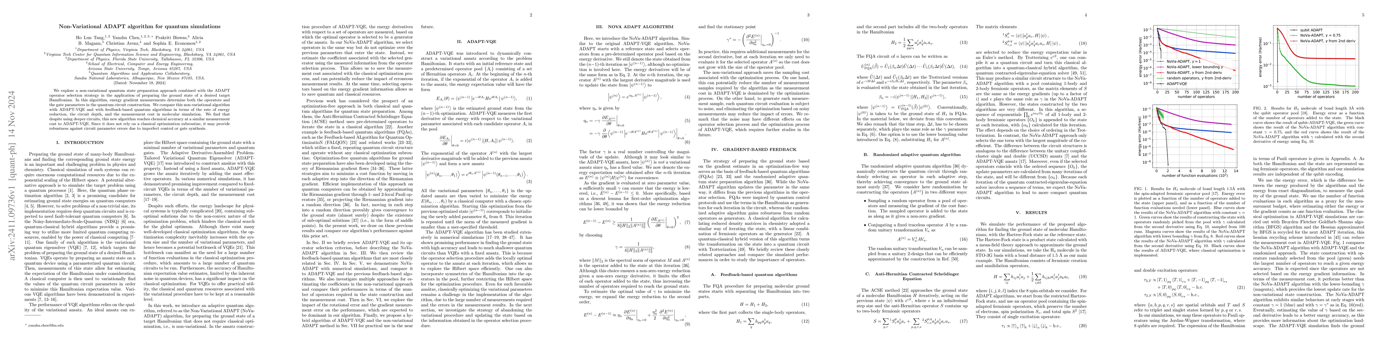 Thumbnail for Non-Variational ADAPT algorithm for quantum simulations