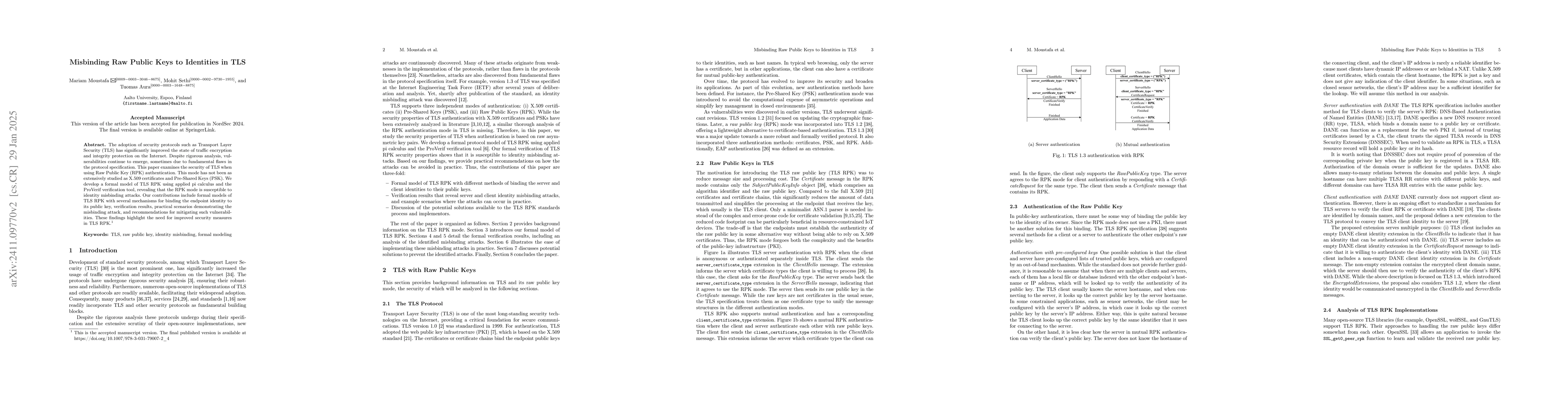 Thumbnail for Misbinding Raw Public Keys to Identities in TLS