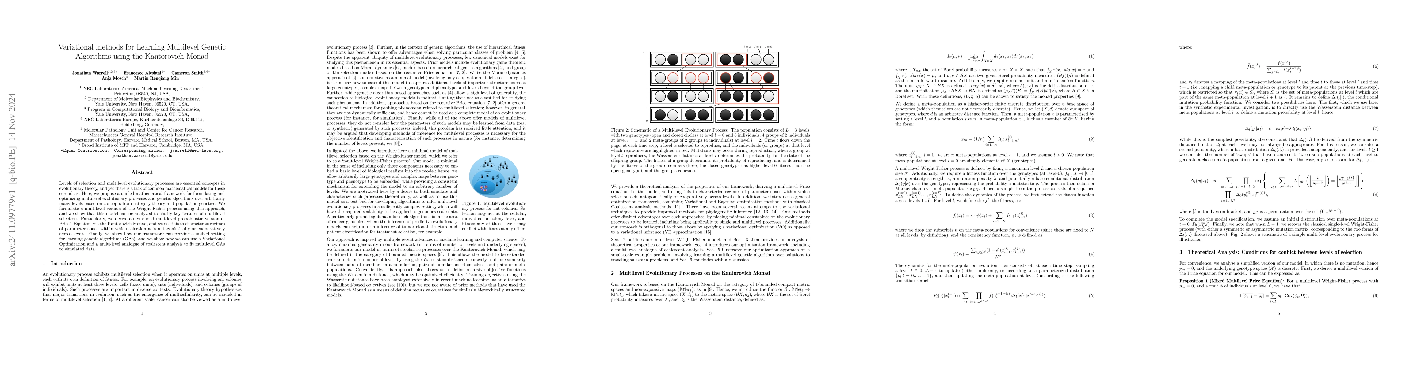 Thumbnail for Variational methods for Learning Multilevel Genetic Algorithms using the
  Kantorovich Monad