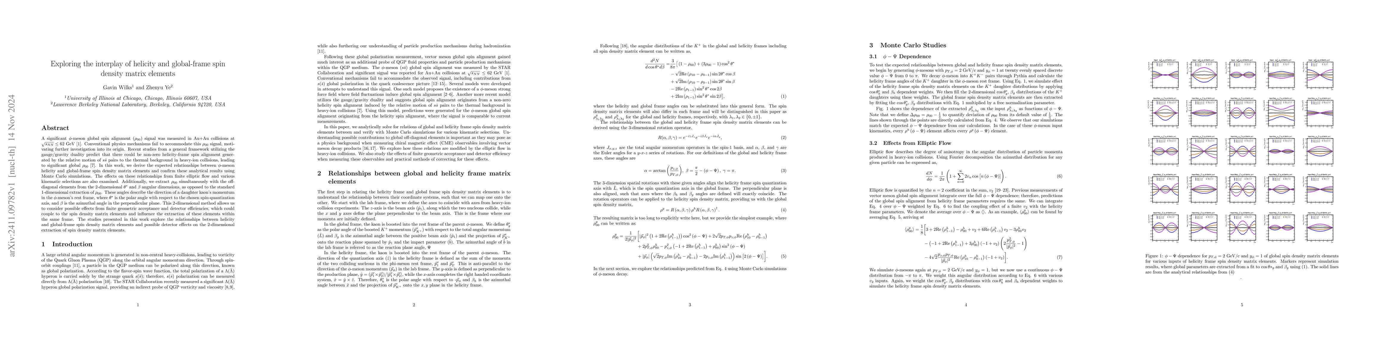 Thumbnail for Exploring the interplay of helicity and global-frame spin density matrix
  elements