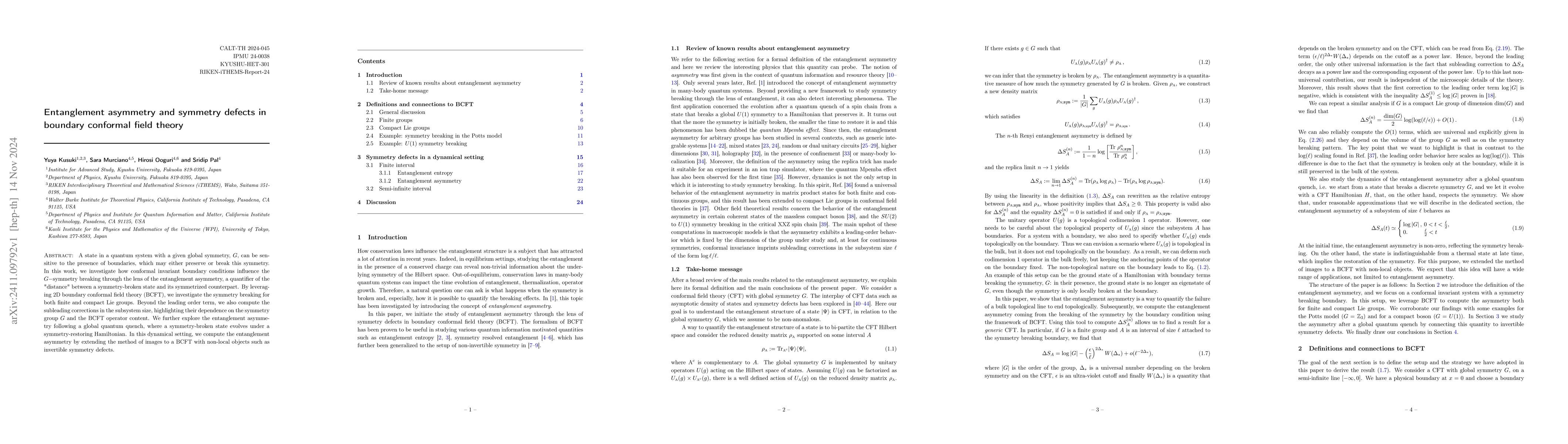 Thumbnail for Entanglement asymmetry and symmetry defects in boundary conformal field
  theory