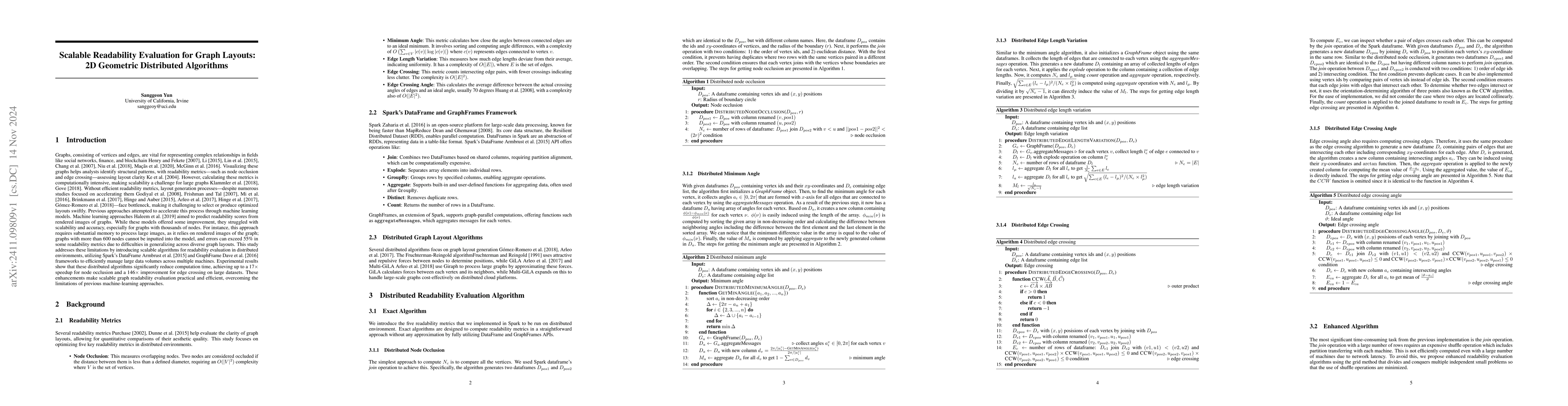 Thumbnail for Scalable Readability Evaluation for Graph Layouts: 2D Geometric
  Distributed Algorithms
