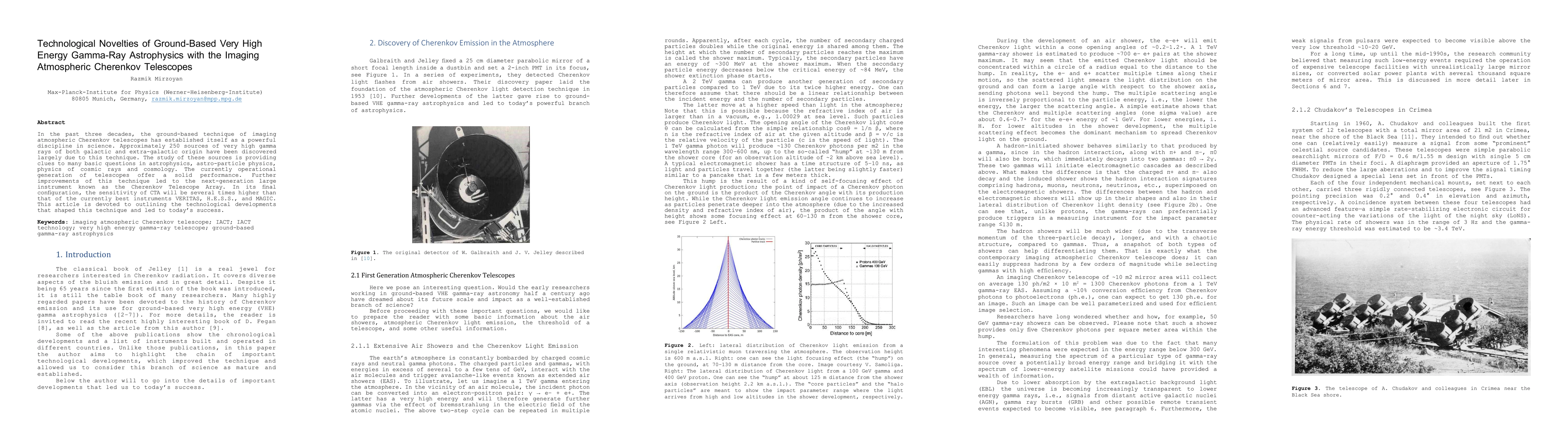 Thumbnail for Technological Novelties of Ground-Based Very High Energy Gamma-Ray
  Astrophysics with the Imaging Atmospheric Cherenkov Telescopes