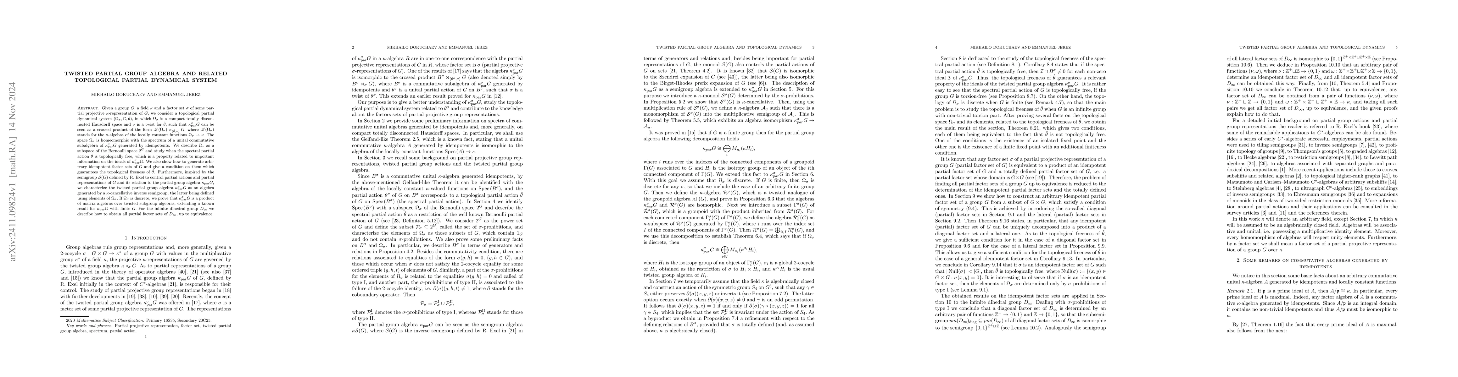 Thumbnail for Twisted partial group algebra and related topological partial dynamical
  system