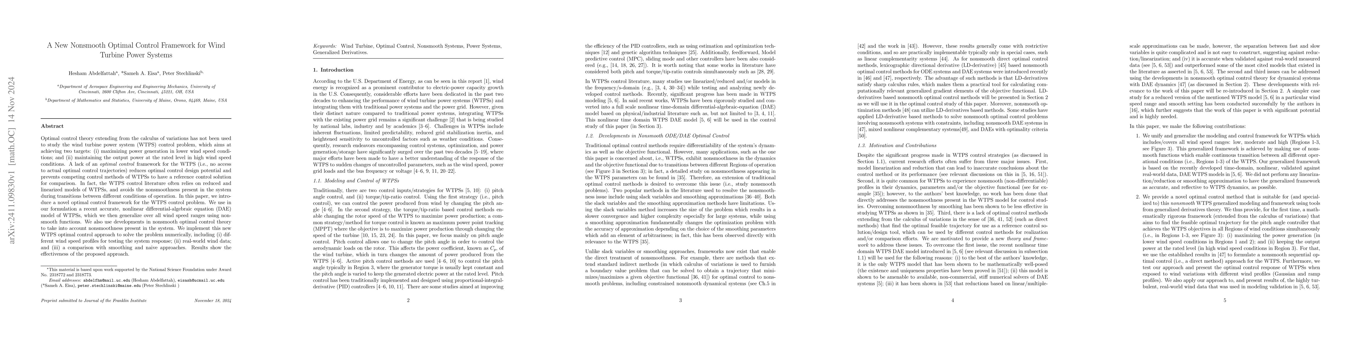 Thumbnail for A New Nonsmooth Optimal Control Framework for Wind Turbine Power Systems