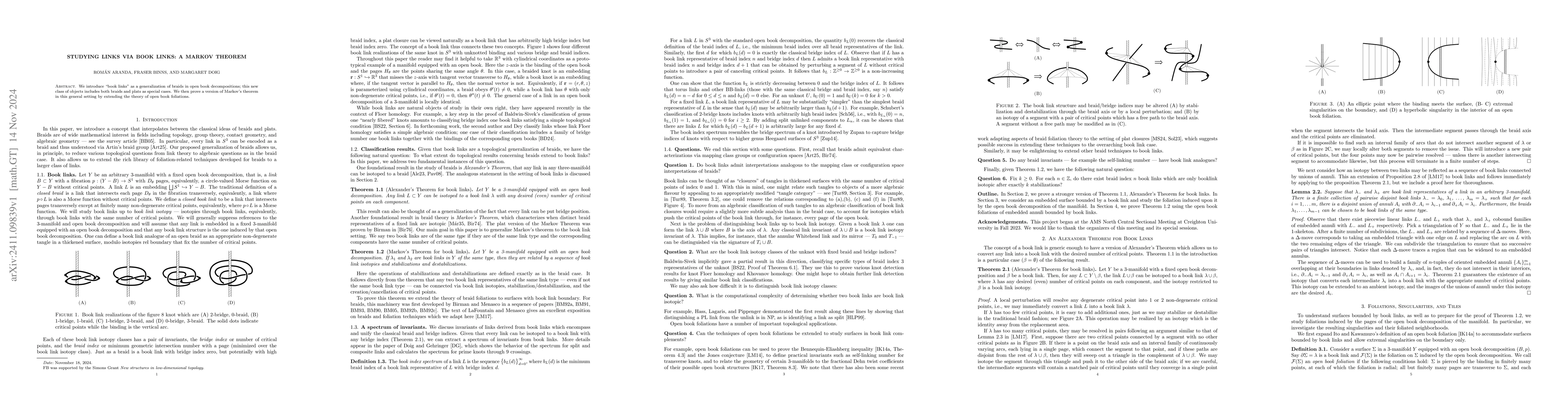 Thumbnail for Studying links via booklinks: A Markov theorem