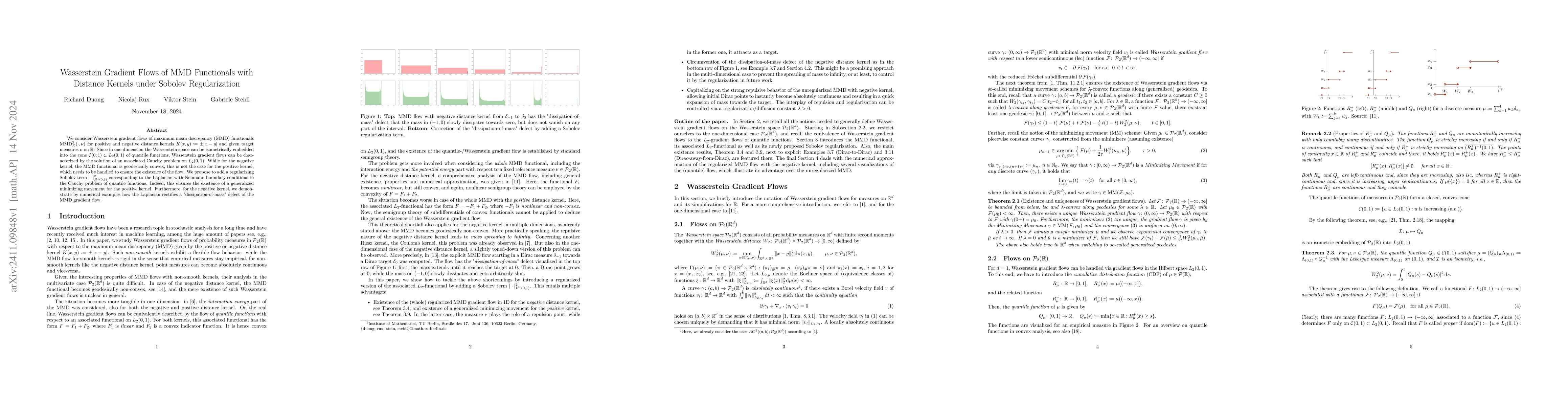 Thumbnail for Wasserstein Gradient Flows of MMD Functionals with Distance Kernels
  under Sobolev Regularization