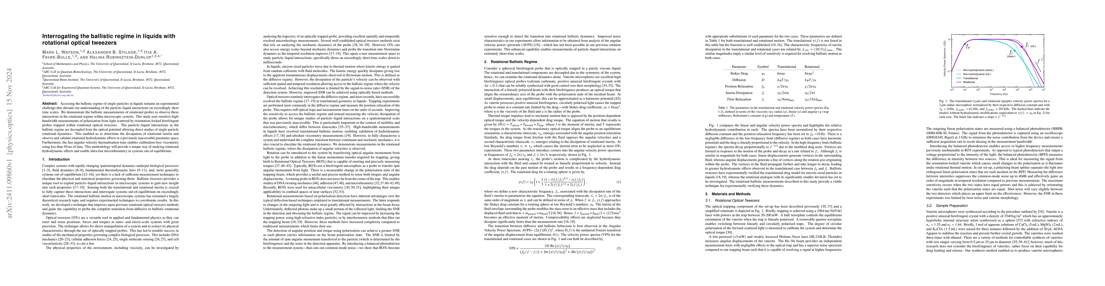 Thumbnail for Interrogating the Ballistic Regime in Liquids with Rotational Optical
  Tweezers
