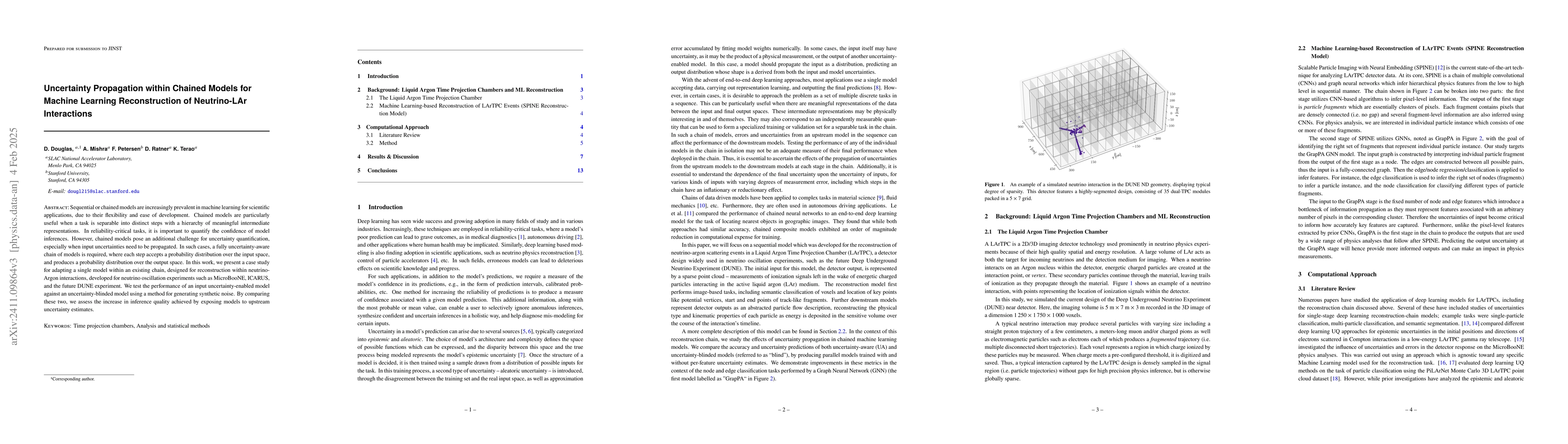 Thumbnail for Uncertainty Propagation within Chained Models for Machine Learning
  Reconstruction of Neutrino-LAr Interactions