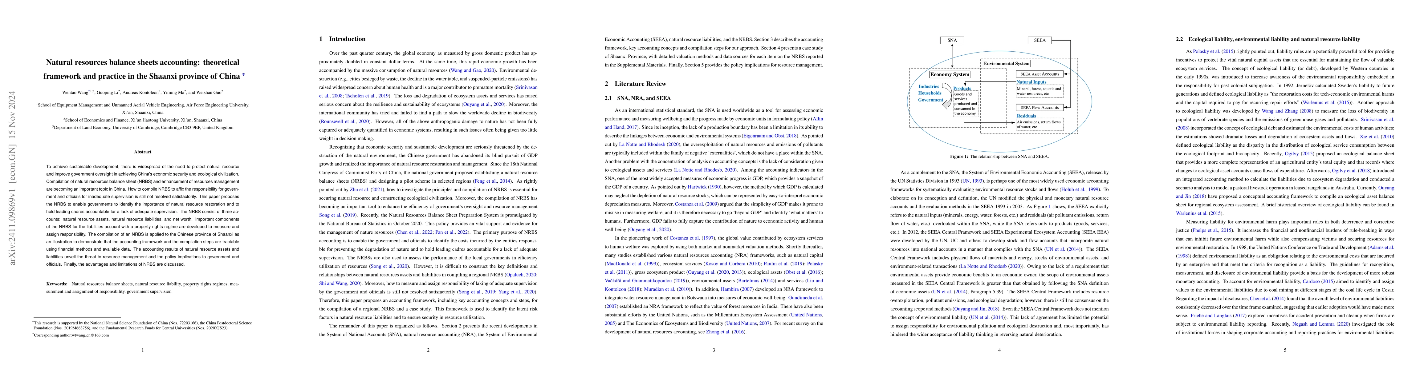 Thumbnail for Natural resources balance sheets accounting: theoretical framework and
  practice in the Shaanxi province of China