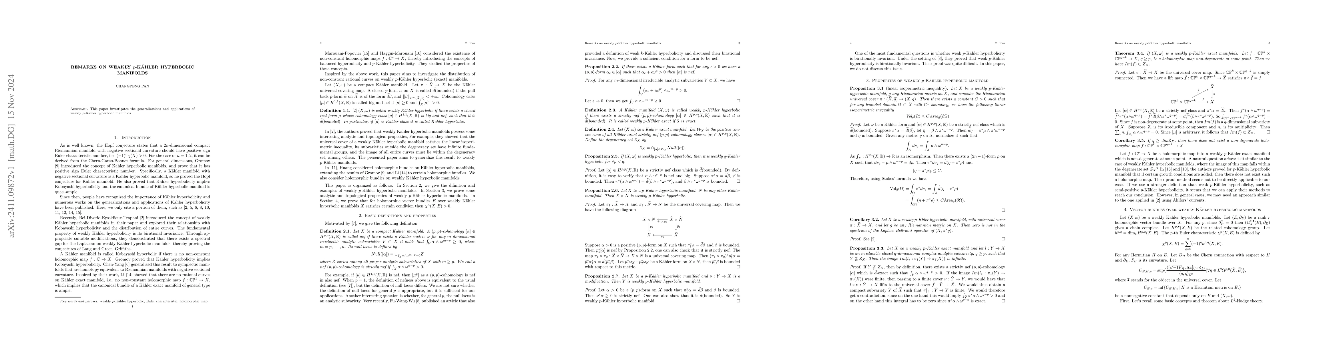 Thumbnail for Remarks on Weakly $p$-Kähler hyperbolic manifolds