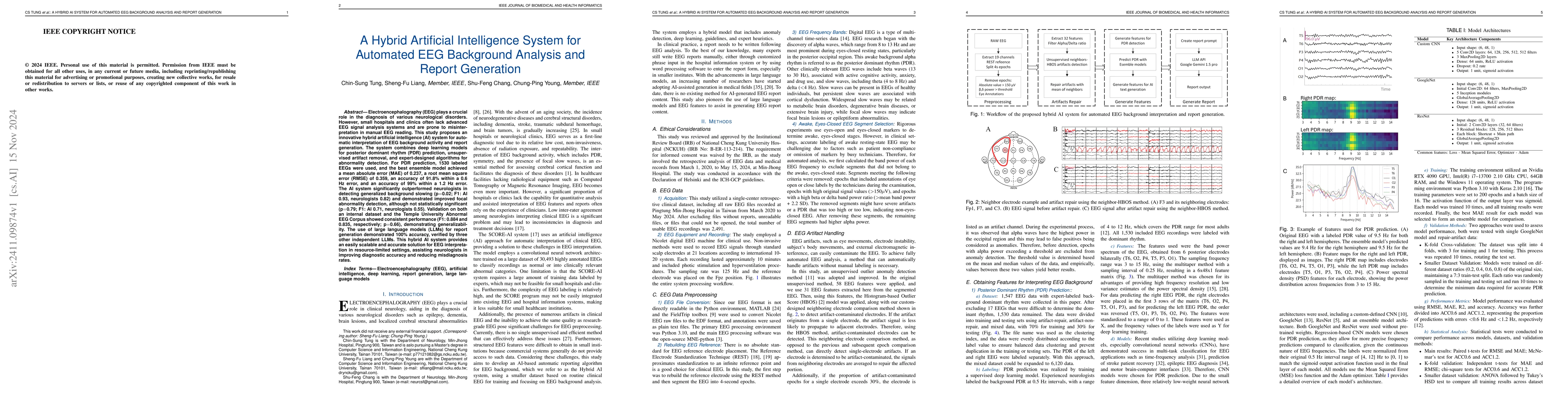 Thumbnail for A Hybrid Artificial Intelligence System for Automated EEG Background
  Analysis and Report Generation