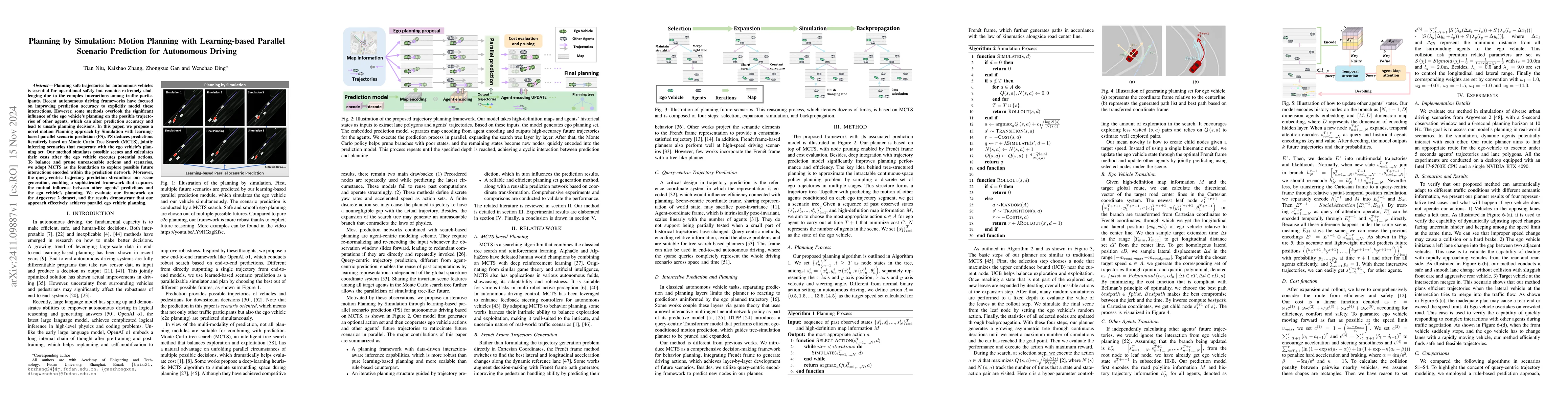 Thumbnail for Planning by Simulation: Motion Planning with Learning-based Parallel
  Scenario Prediction for Autonomous Driving
