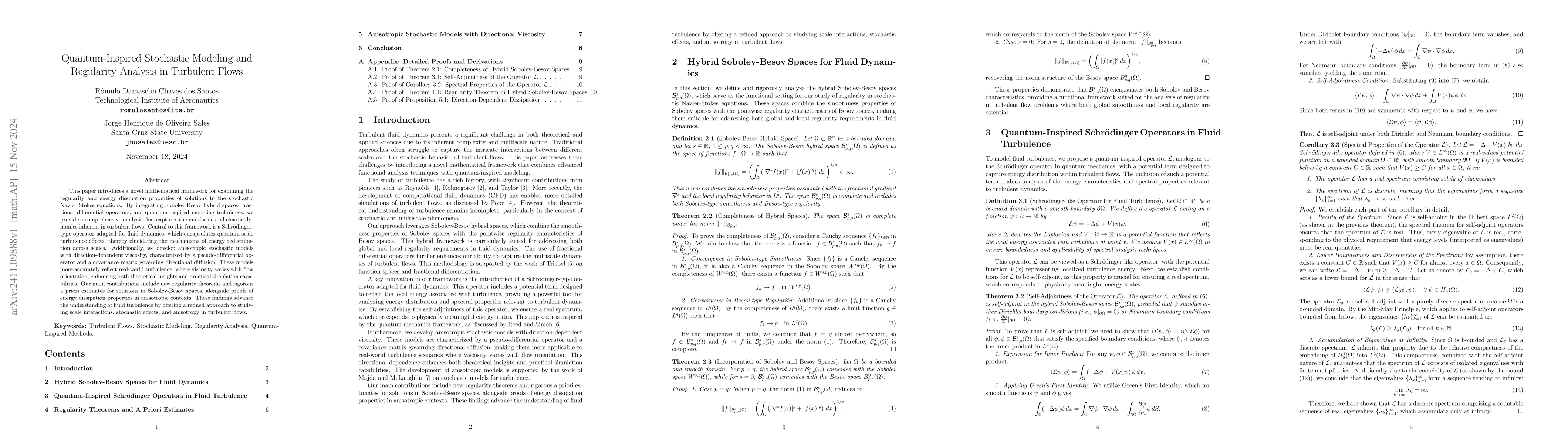 Thumbnail for Quantum-Inspired Stochastic Modeling and Regularity Analysis in
  Turbulent Flows