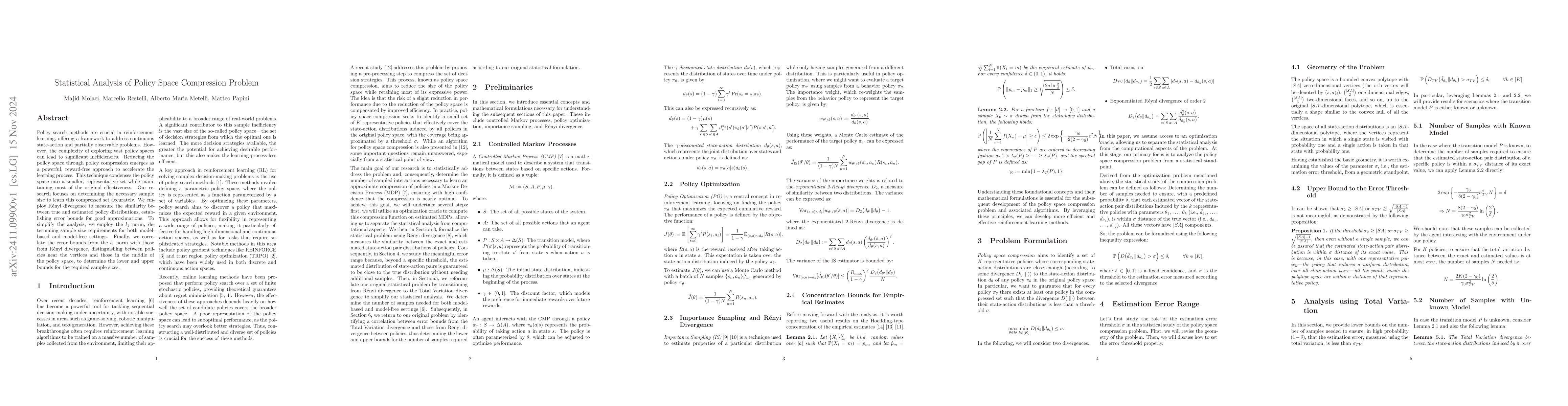 Thumbnail for Statistical Analysis of Policy Space Compression Problem