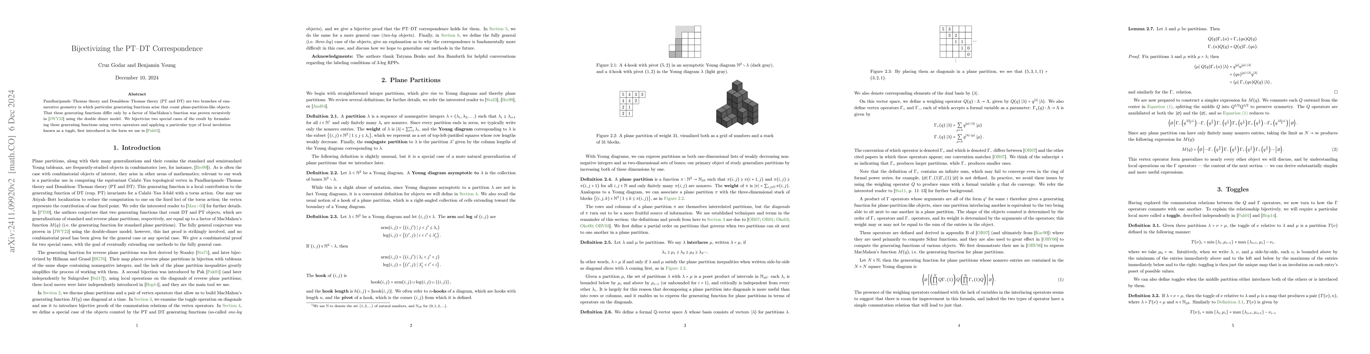 Thumbnail for Bijectivizing the PT-DT Correspondence