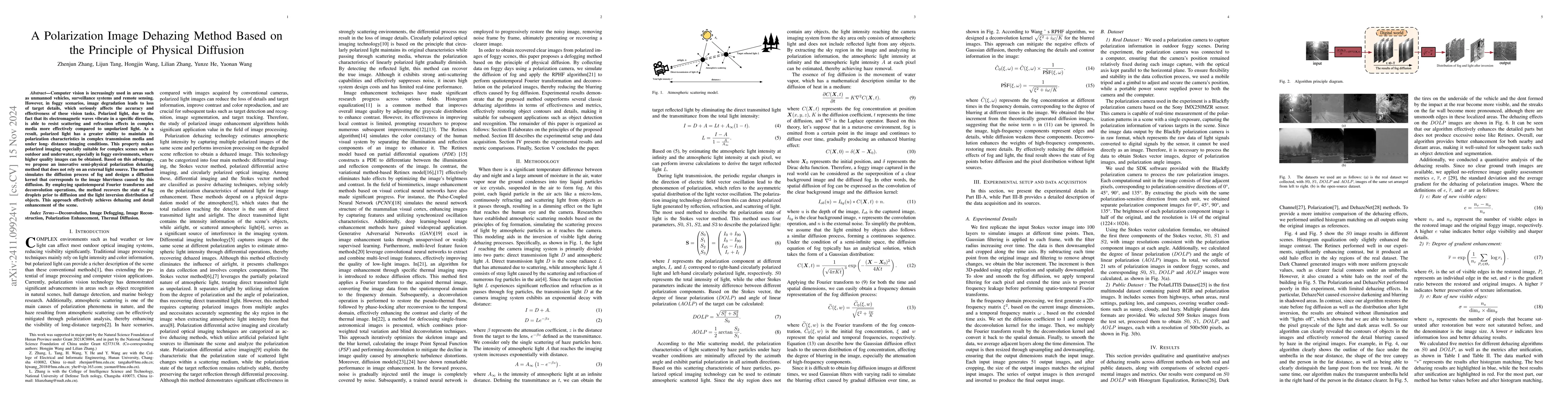Thumbnail for A Polarization Image Dehazing Method Based on the Principle of Physical
  Diffusion