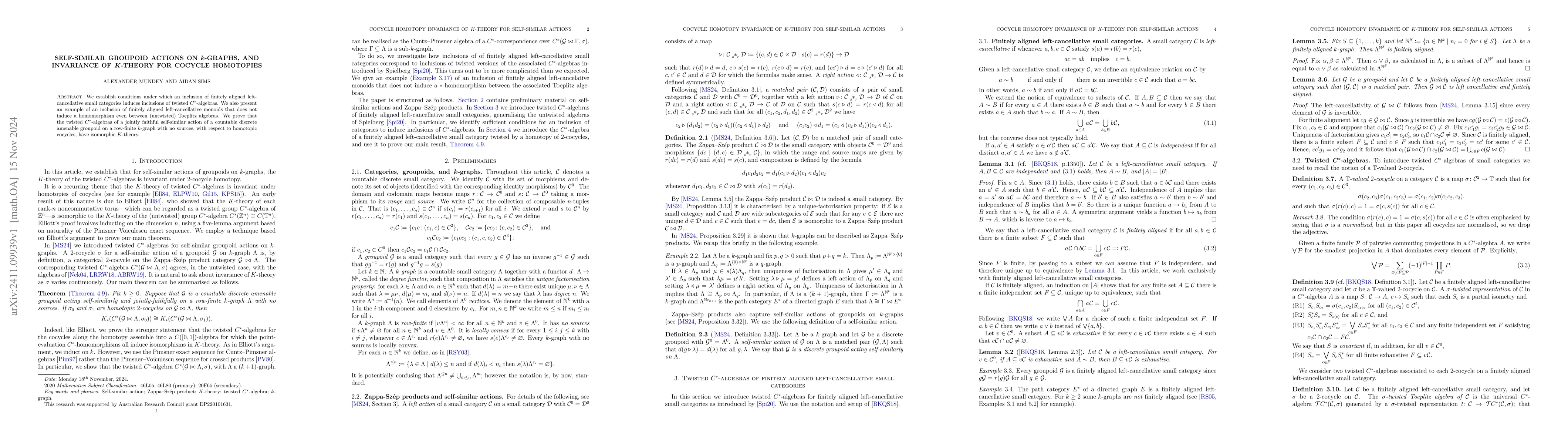 Thumbnail for Self-similar groupoid actions on k-graphs, and invariance of K-theory
  for cocycle homotopies