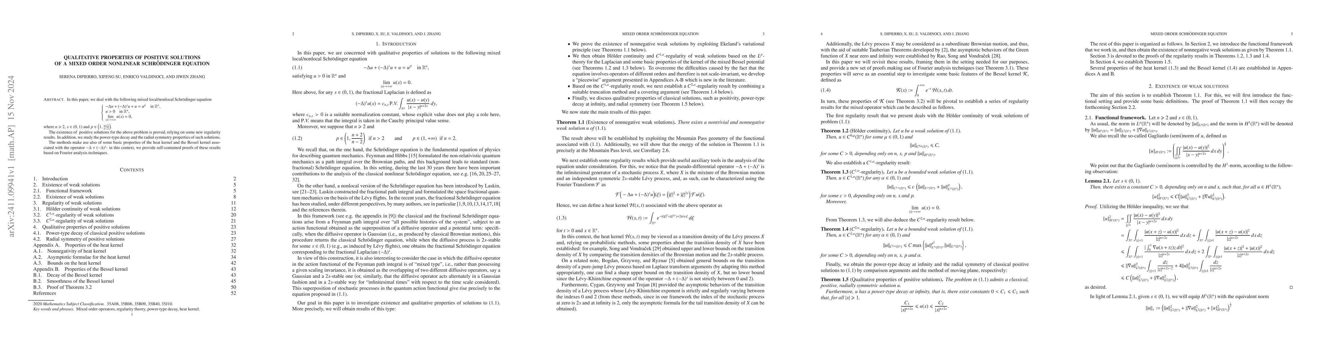 Thumbnail for Qualitative properties of positive solutions of a mixed order nonlinear
  Schrödinger equation