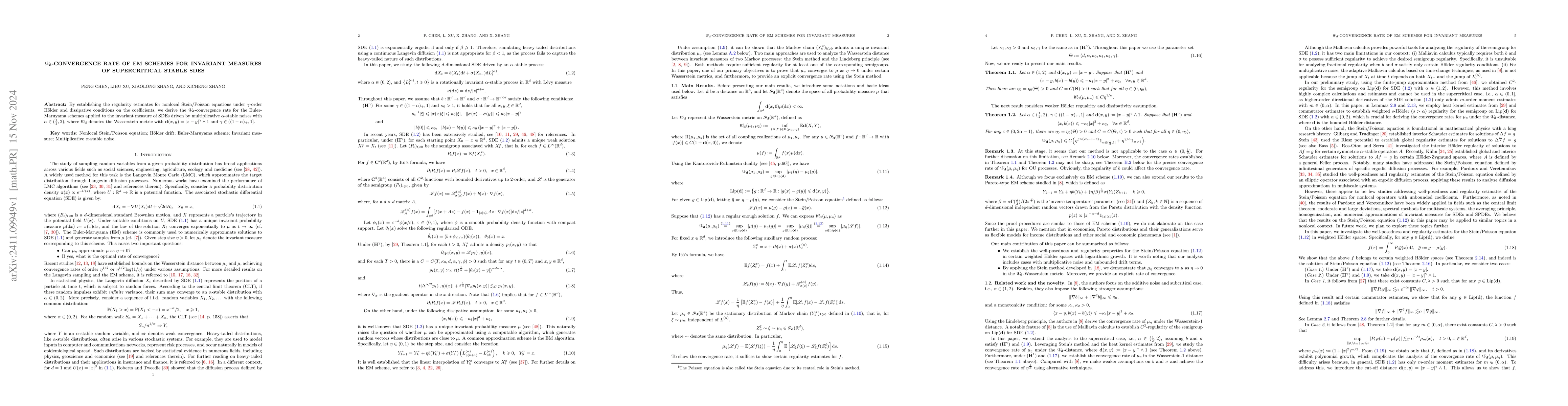 Thumbnail for $W_{\bf d}$-convergence rate of EM schemes for invariant measures of
  supercritical stable SDEs