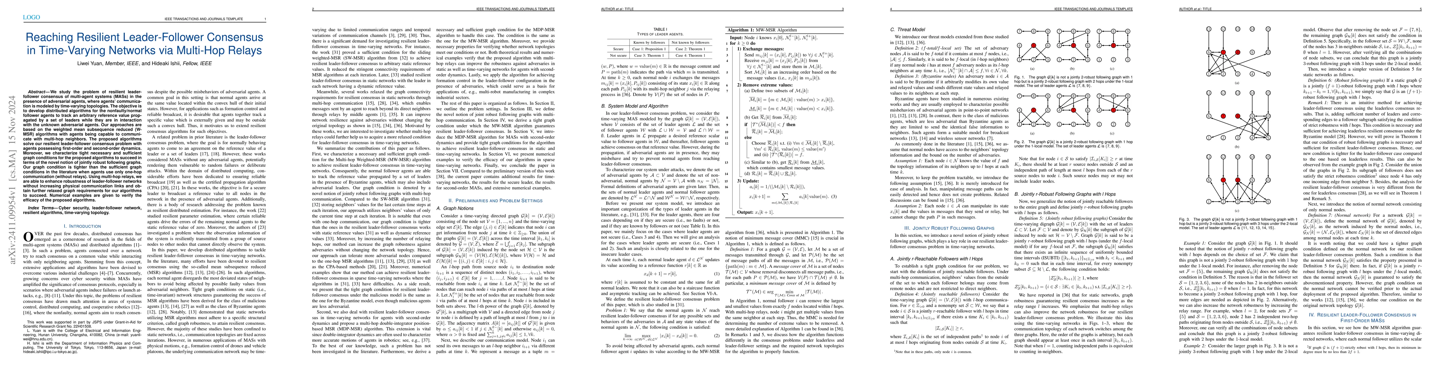 Thumbnail for Reaching Resilient Leader-Follower Consensus in Time-Varying Networks
  via Multi-Hop Relays