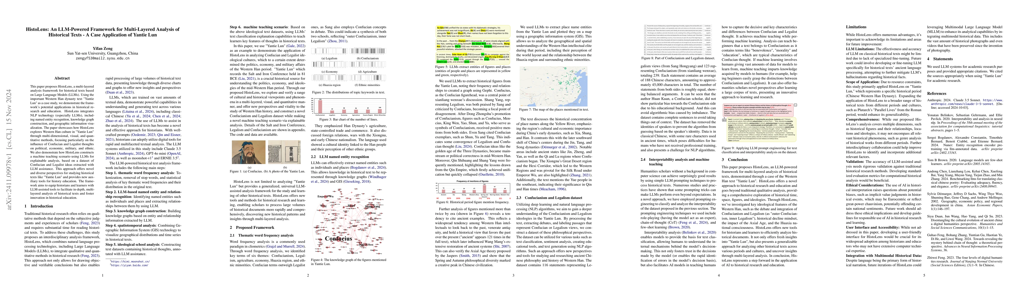 Thumbnail for HistoLens: An LLM-Powered Framework for Multi-Layered Analysis of
  Historical Texts -- A Case Application of Yantie Lun