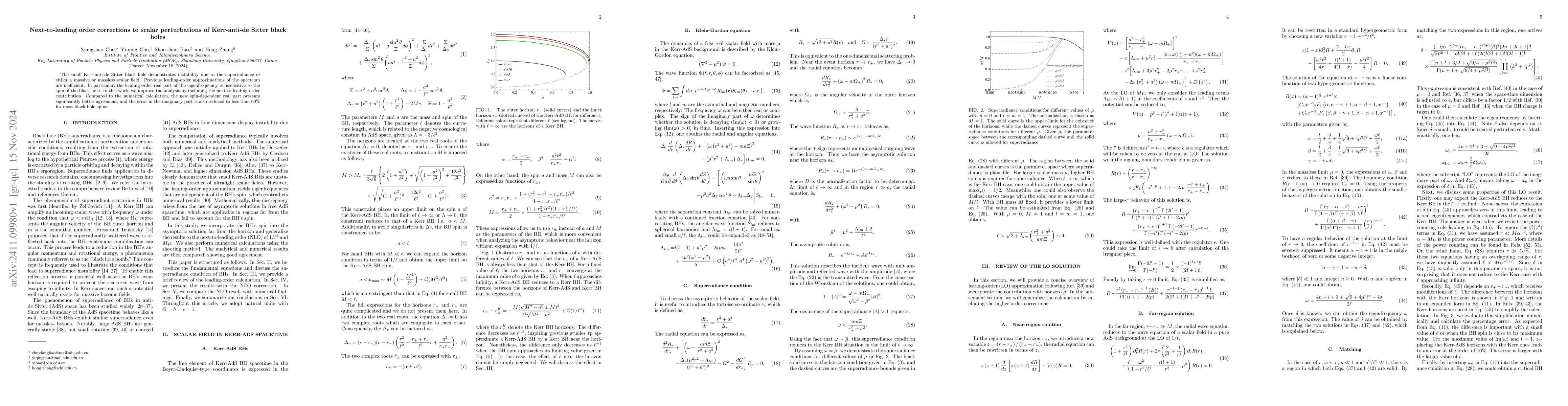 Thumbnail for Next-to-leading order corrections to scalar perturbations of
  Kerr-anti-de Sitter black holes