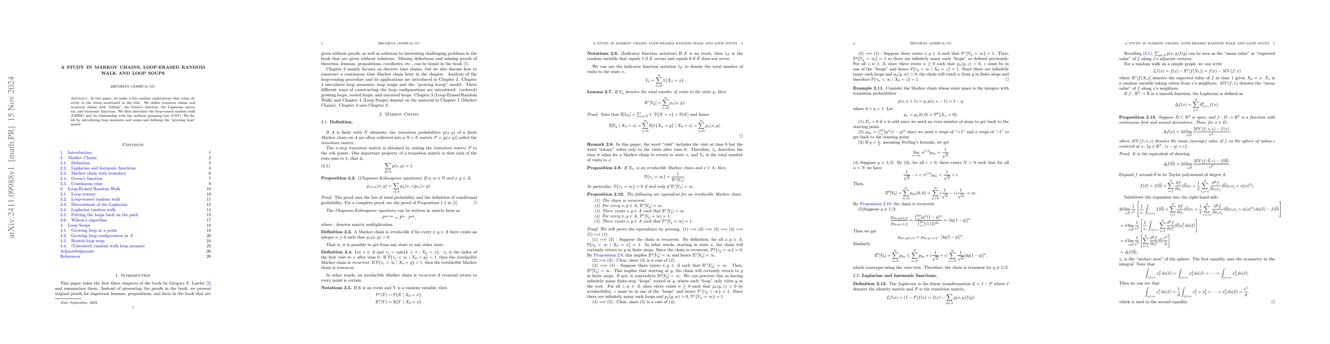 Thumbnail for A Study in Markov Chains, Loop-Erased Random Walk and Loop Soups